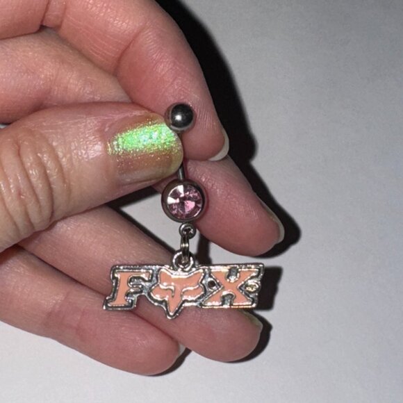 Pink Fox Dangle Belly Ring - Picture 7 of 12